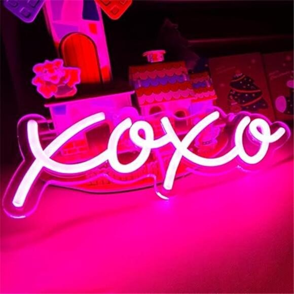 Neon Light Sign LED XOXO Night Lights USB Operated Decorative Marquee Sign Bar - Picture 7 of 7